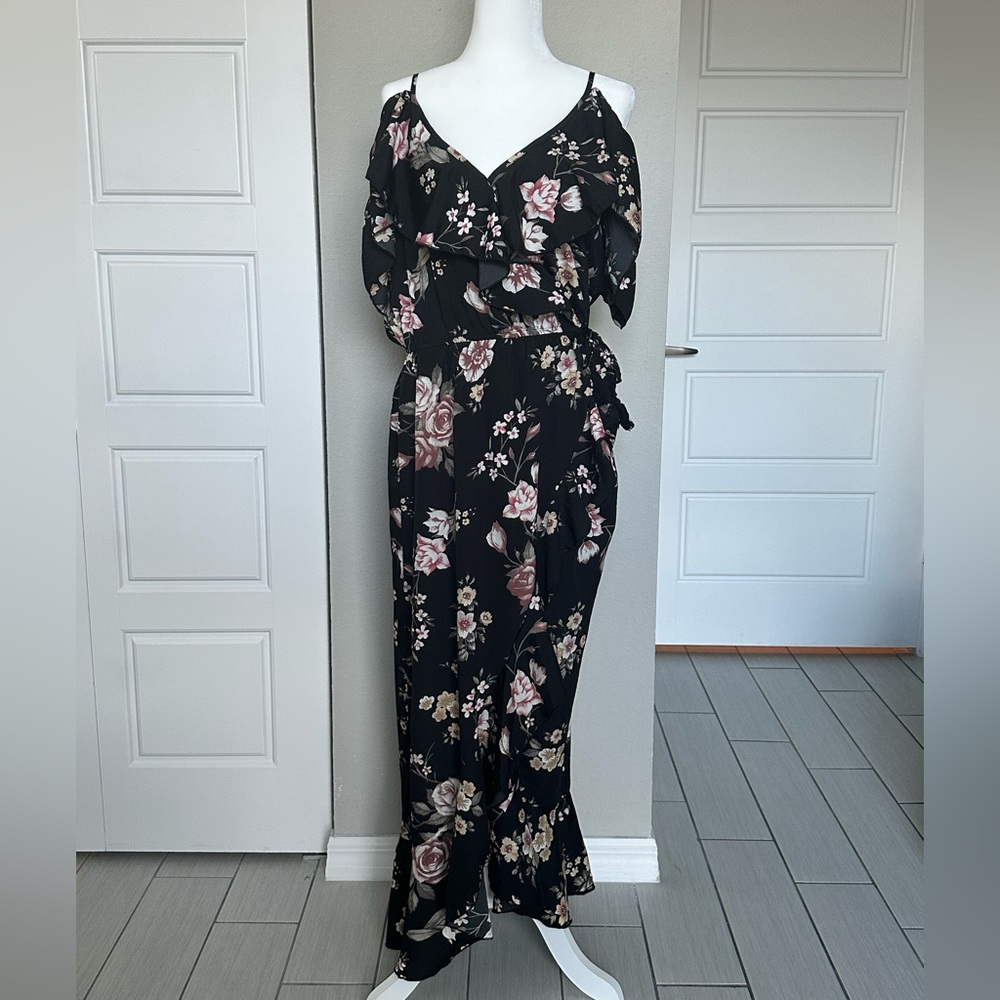 Black Floral Print Dress